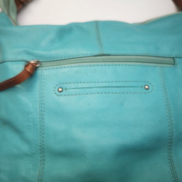 Nino BOSSI Turquoise and Brown Satchel - Picture 5 of 13